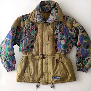 Charmonix VINTAGE 90s Crop Style Winter Coat Ski Snow Puffer Parka W L Aztec - Bild 1 von 7