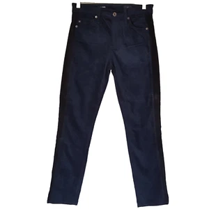 AG Adriano Goldschmeid Mari Tuxedo Stripe Velvet Pants Jeans Size 28 Navy Black - Picture 1 of 9