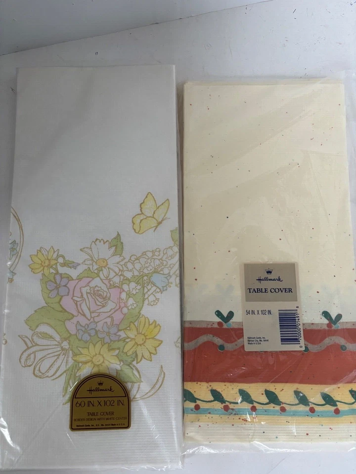 Set of 4 Hallmark Teddy Bear & Plaid Paper Tablecloth Table Cover 54x102