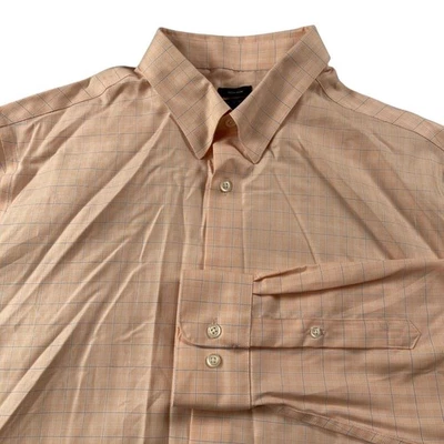 Camisa de vestir Pronto Uomo para hombre 16 1/2 34/35 naranja azul Glen a cuadros sin planchar Foto 1 de 4