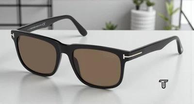 Gafas de sol para hombre Tom Ford Stephenson FT0775 01H negro marrón plástico polarizado 56 Foto 1 de 4