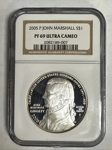 2005-P $1 John Marshall Proof Silver Dollar NGC PF69 Ultra Cameo. - Picture 1 of 6