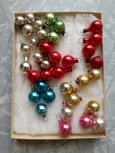 Vintage Mercury Glass Miniature Feather Tree Christmas Ornaments 36 Pc - Picture 1 of 6