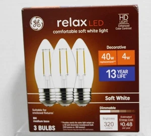 GE Relax 40w Replacement LED HD Bulbs Med Base BM Soft White Decorative 3-Pack - Picture 1 of 4
