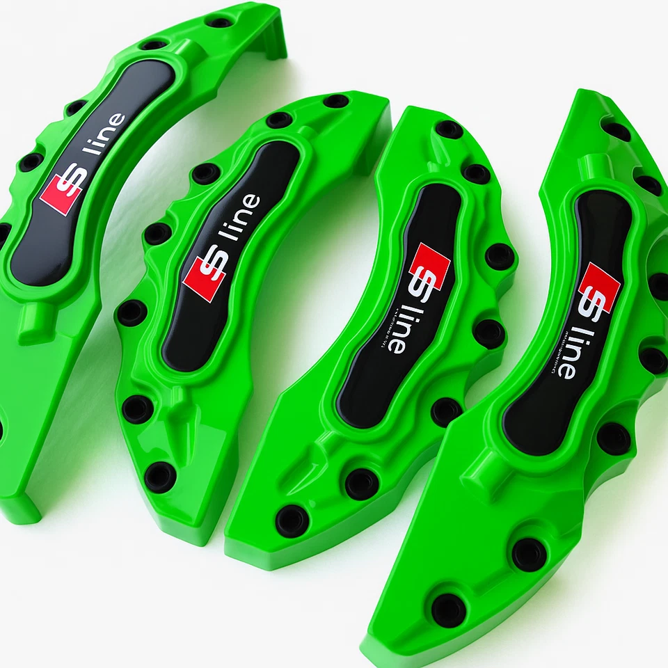 S Line Green Brake Caliper Covers Set Audi A3 A4 A5 A6 Q5 Q7 RS4 RS5 RS6 Q2 Q3 4 - Image 1 of 4