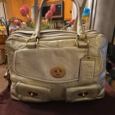 Bolso de Mano Coach Legacy Peyton Archive Edición Limitada Cuero Metálico Cartera Y2K Leer Foto 1 de 4