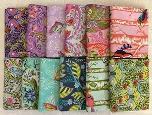 NEW! TULA PINK FULL MOON FOREST II COMPLETE COLLECTION FABRIC 12 FAT QUARTERS - Picture 1 of 15