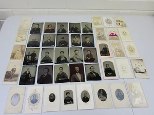 Antique 1800s/1900s Photographs Lot of (44) Tintypes, Ambrotypes, Some Framed - Picture 1 of 21