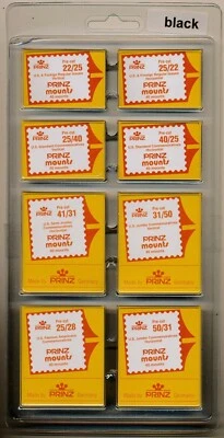 Prinz Black Stamp Mounts Assortment Mix Lot Of 8 Sizes 320 Mounts Deal New Scott - Image 1 of 4