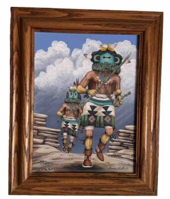 PINTURA ORIGINAL DUANE DISHTA “HOPI KACHINAS” - ARTE NATIVO AMERICANO - 2004 Foto 1 de 4