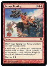Savage Beating 2004 Darksteel Red Rare Instant MTG NM - Mint Actual Pics AZ1