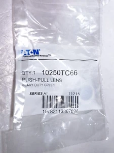 EATON CUTLER HAMMER 10250TC66 PUSH-PULL BUTTON ALUMINUM GREEN LENS 40MM - Picture 1 of 2