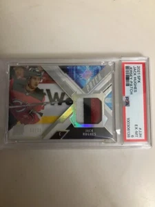 2021 upper deck spx jack hughes jersey/patch..13/25 psa 6 - Foto 1 di 3