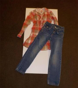 Girls Gymboree JEANS Size 5 ADJUSTABLE WAIST & Boutique Cake Walk Plaid SHIRT 6 - Picture 1 of 9