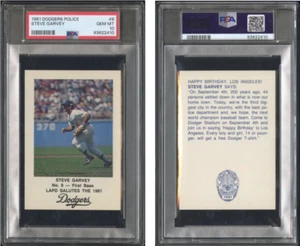 1981 LAPD Dodgers Steve Garvey PSA 10 GEM MT. POP 8 - Extremely Rare!!! 93622410 - Picture 1 of 1