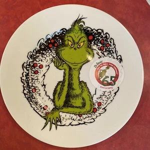Grinch Salad Plate Grinch In Wreath New - Picture 1 of 1