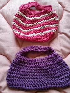 vintage crochet knitted bags 50s 60s purple cerise pink x 2 - Picture 1 of 2
