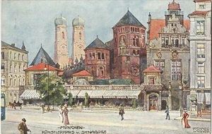 POSTAL RICHARD WAGNER MÚNICH 1910 KUNSTLERHAVS U SINAGOGA - SELLO MUNICH - Imagen 1 de 2