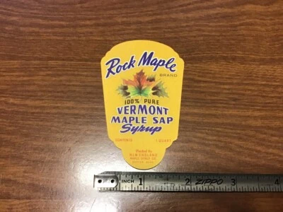 Original Unused Label -- ROCK MAPLE Vermont maple sap syrup - Boston - Image 1 of 2