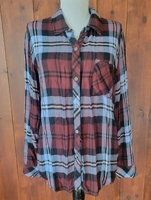Rails Hunter Plaid Shirt Women M Mulberry Plum Blue Flannel Button Down Casual - Image 1 of 4