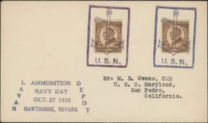 U.S., 1932. Postal History Fancy Cancel Loso 507 "Anchor." U.S.S. Maryland - Picture 1 of 1