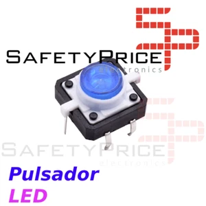 Pulsador interruptor momentaneo NO 12x12x7mm con LED AZUL - Imagen 1 de 3