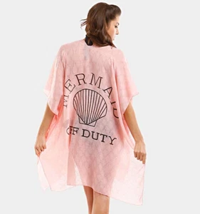 New Pink, White Or Blue "MERMAID OFF DUTY" Solid Lettering Beach Cover Up - Picture 1 of 7