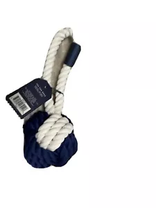 BOLA DE CUERDA GRANDE CON LAZO PERRO JUGUETE - AZUL MARINO Y CREMA - Imagen 1 de 2
