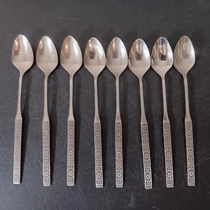 Set Of 8 Oneida Community "Isabella" Stainless Steel Iced Tea Spoons - Picture 1 of 6