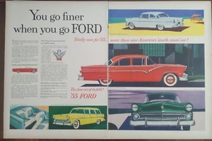 1954 Vintage Ford Motoren Fahrzeugaufstellung. Schöne Farben Kunstwerk - Bild 1 von 1