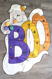 Outdoor House Flag Banner Sculpted Halloween Ghost Boo Trick or Treat 39x28" - Picture 1 of 10
