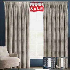 Luxury Fully Lined Tape Top Ready Made Pencil Pleat Jacquard Pair Curtains UK* - Picture 1 of 13