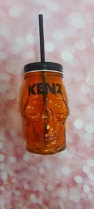 Halloween Totenkopf Trinkglas Becher orange Deko Geschenk Party  - Bild 1 von 1