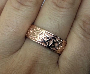 R280-Genuine SOLID 9K 9ct Rose Gold HEAVY WIDE Celtic BAND Ring Wedding size U - Picture 1 of 10