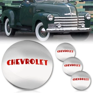 Stainless Steel Logo Hub Cap Wheel Covers Set of 4 Fits 1947-53 Chevy Truck - Picture 1 of 9