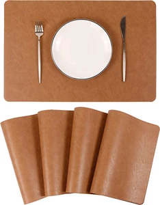 Faux Leather Placemats, PU Table Mats, Waterproof, Stain Resistant, Heat Resista - Picture 1 of 8