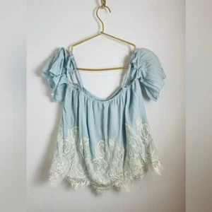 Mumu Light Blue Sleeveless Tank Lace NWT Small - Picture 1 of 12