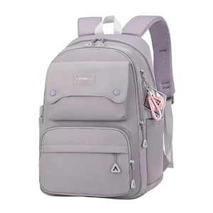 Solid Color Multi-pocket School Bag Backpack for Teens Girls Student Bookbag - Picture 1 of 7