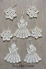 Handmade Crochet 4 Snowflake And 3 Angels Applique Christmas Decorations