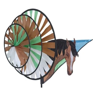 Horse Staked Triple Wind Spinner With Pole & Ground Mount ..16....PR 27112 - Picture 1 of 1