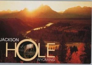 JACKSON Loch Wyoming Grand Teton Snak Fluss At Sunset Continental Postkarte - Picture 1 of 2