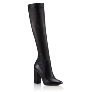 Tamara Mellon Black Stretch Nappa Helmut Knee High Boots 105mm Heels $795 NEW - Bild 1 von 4