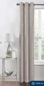 Gray Metallic Grommet Top Blackout Curtain - Picture 1 of 2