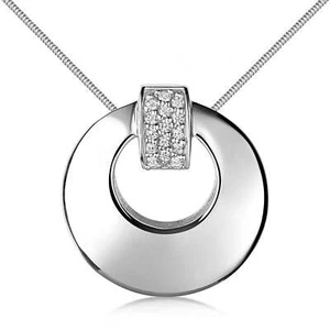 Collana ciondolo luna MATERIA rotonda argento 925 zirconi donna gioiello rodiato - Foto 1 di 5