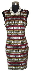 Easley Kleid Gr. M Damen Etui schwarz rot weiß tief V Rüschen rückenfrei neu 58 $ - Bild 1 von 4
