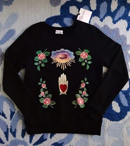 RED VALENTINO Embroidered Roses French Terry Sweatshirt RARE NEW MADE IN ITALY - Picture 1 of 12