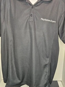 Sony Playstation Expert Logo Mens Size Large Black Polo Shirt - Picture 1 of 7