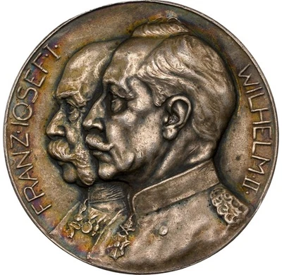 Germany - 1914 Wilhelm II silver "Wilhelm II & Franz Joseph" Medal NGC AU58 - Image 1 of 4