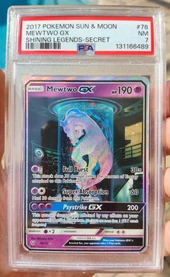 2017 Pokemon Sun & Moon Shining Legends Mewtwo GX Secret Rare Holo #78/73 PSA 7 - Image 1 of 4