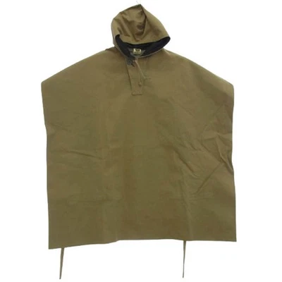 Vintage East German Army Waterproof Rain Poncho West Jacket Khaki Used LIFE-0 - Image 1 of 4